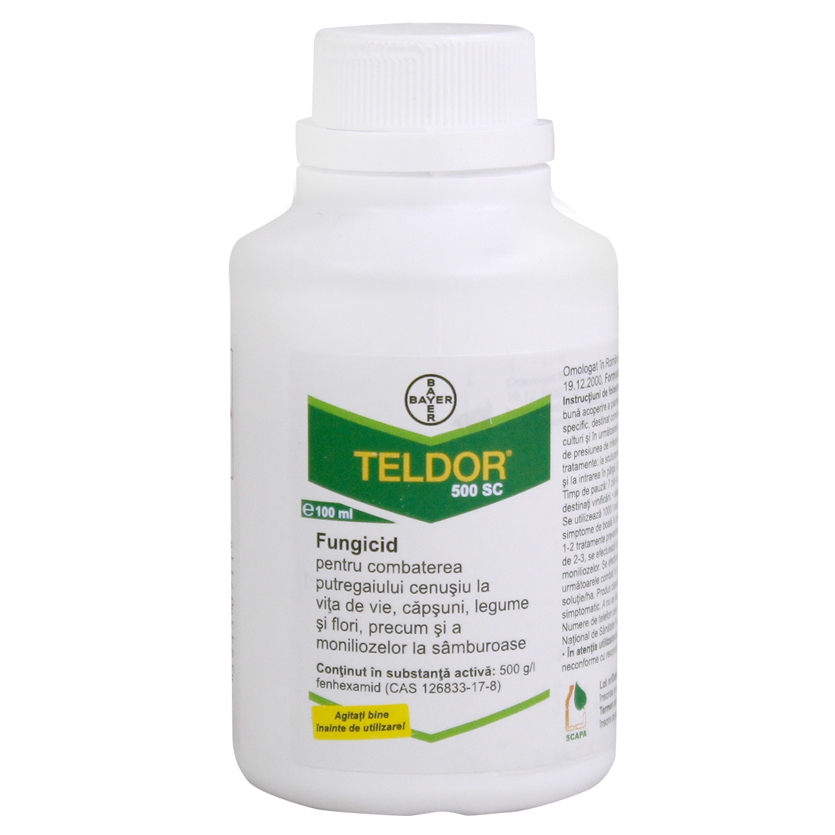 Teldor 500 SC 100 ml – Fungicid Bayer pentru combaterea putregaiului cenușiu la viță-de-vie, cireș, vișin și căpșun