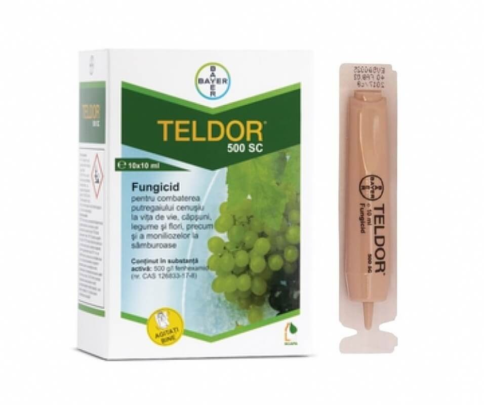 Teldor 500 SC 10 ml – Fungicid Bayer pentru combaterea putregaiului cenușiu la viță-de-vie, cireș, vișin și căpșun