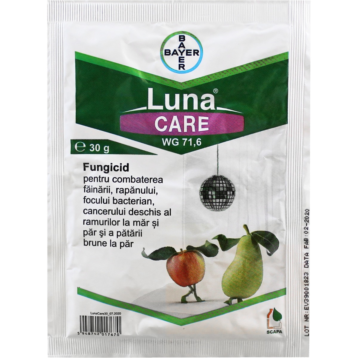 Luna Care WG 1.6 30 g – Fungicid Bayer pentru combaterea făinării și bolilor foliare la legume și pomi fructiferi