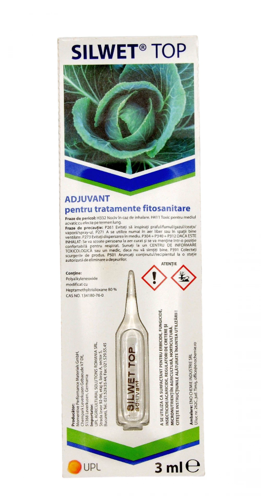 Silwet Top 3 ml – Adjuvant organosiliconic pentru creșterea eficienței insecticidelor, fungicidelor și erbicidelor